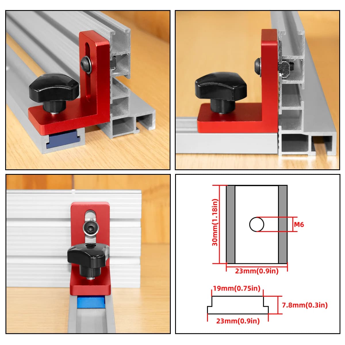 Kit c/ 2 Batentes Fixos T-Slot para Trilho de Esquadro Tipo 30