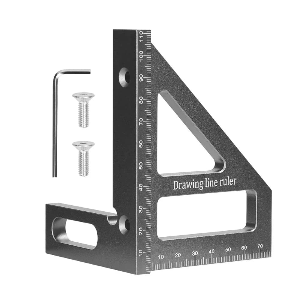 Esquadro Triangular de Ângulos Múltiplos 3D em Alumínio com Transferidor