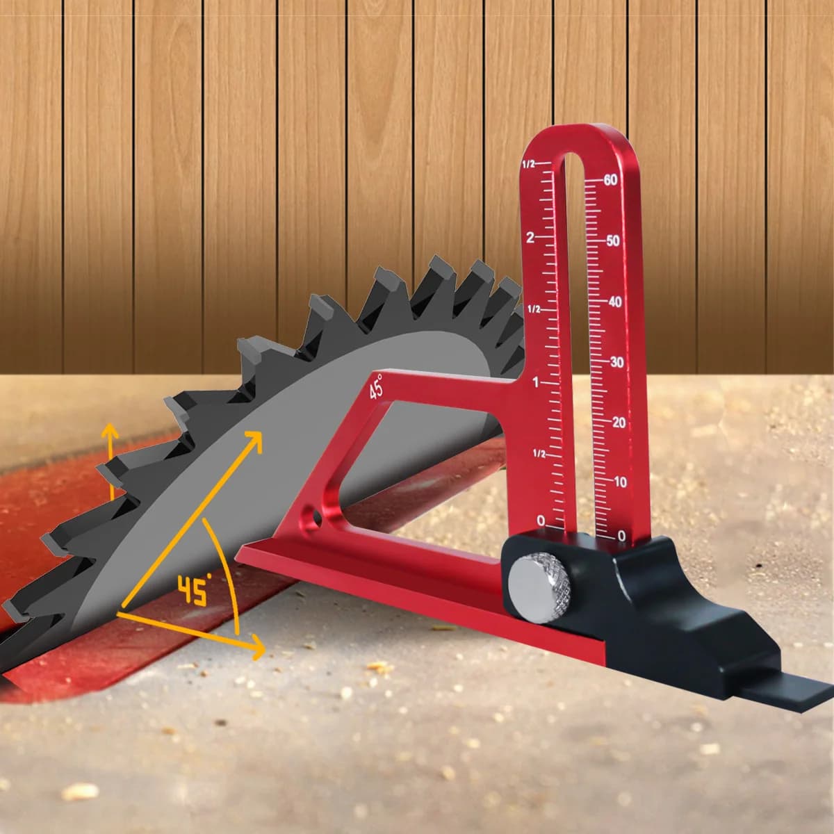 Calibrador de Profundidade de Instalação Rápida para Serras de Bancada, 0-60mm