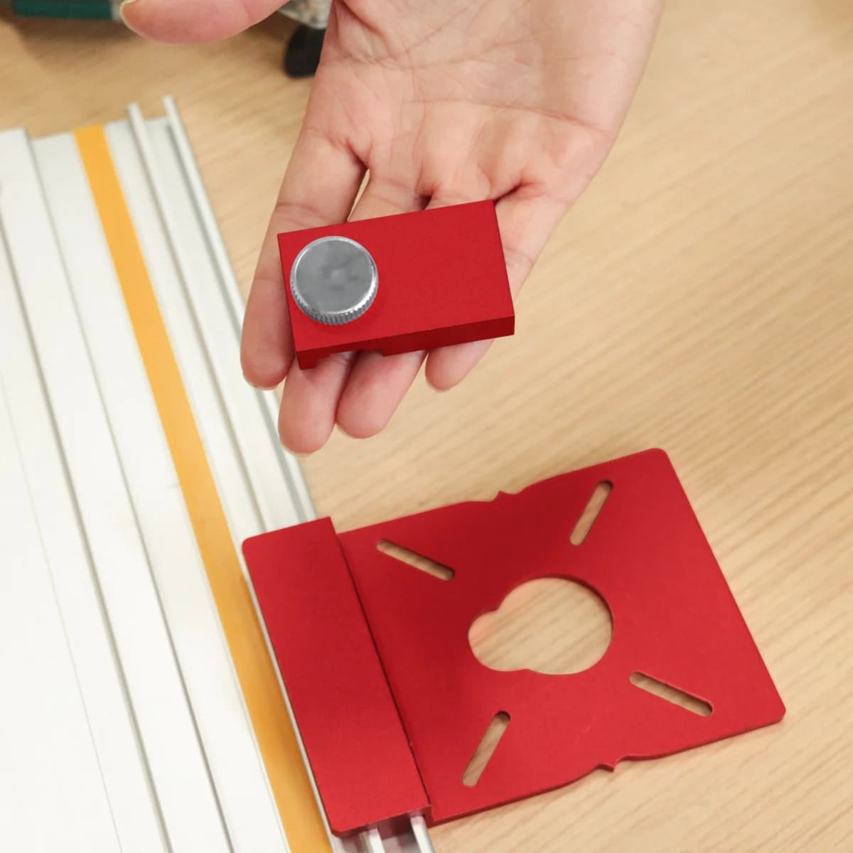 Adaptador de Trilho Guia para Fresadora em Alumínio com 2 Batentes