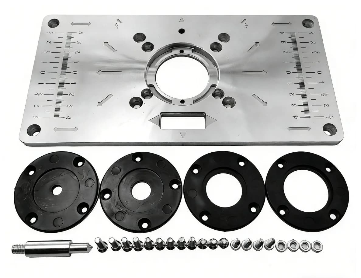 Placa de Inserção para Mesa de Router em Alumínio com Anéis para Marcenaria