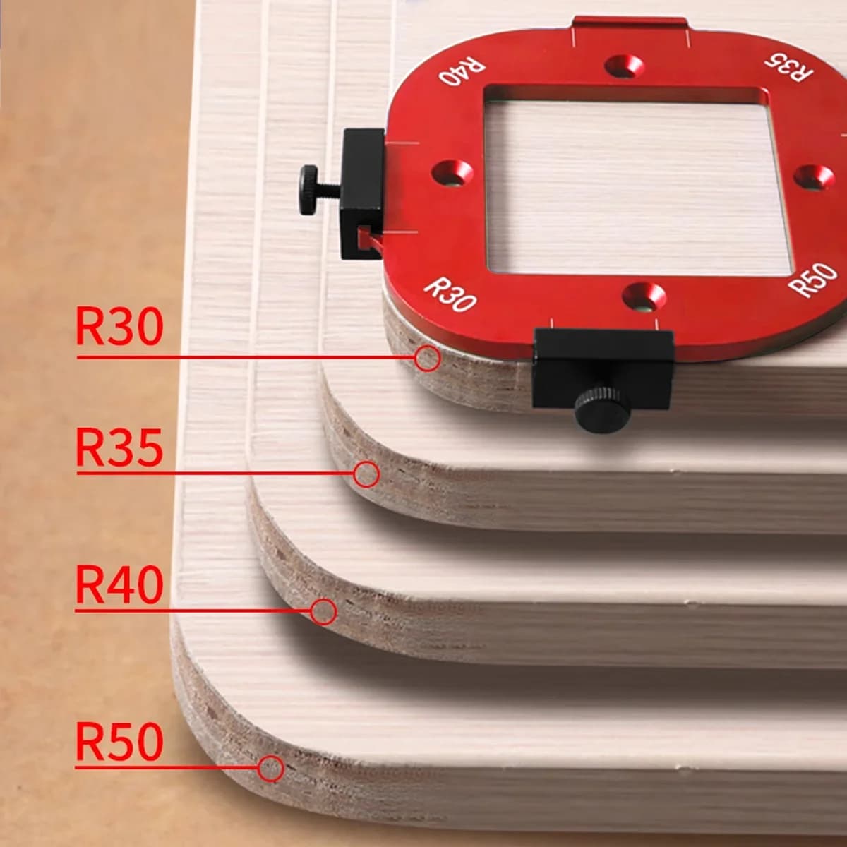 Gabarito de Posicionamento de Ângulo Arco 4-em-1 para Cantos de Router