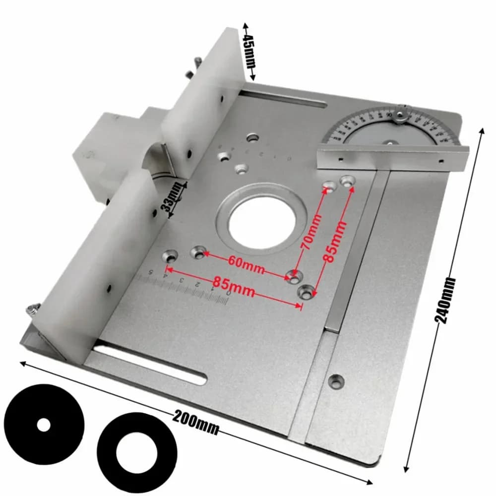 Placa de Inserto para Mesa de Router em Alumínio com Esquadro