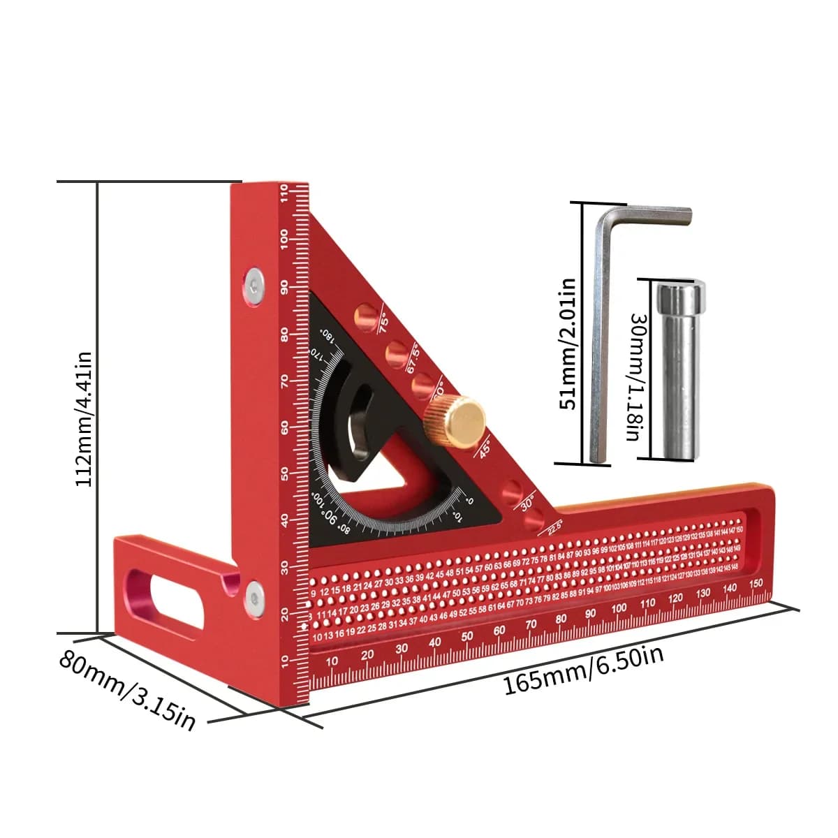 Kit 2 em 1: Esquadro de Carpintaria e Régua Triangular