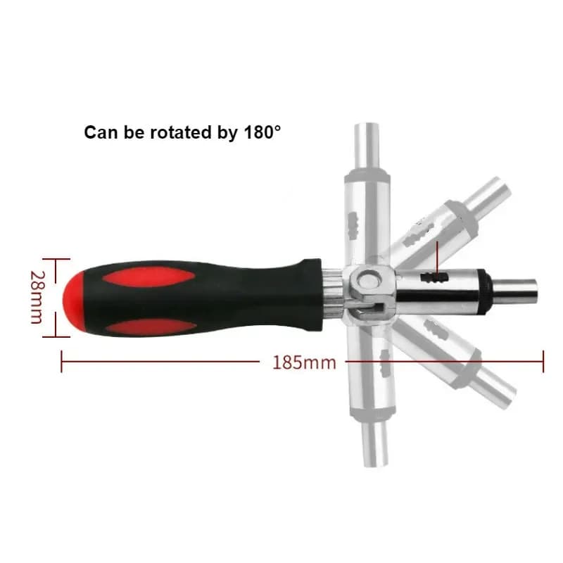 Kit de Chave de Fenda Ratchet Multifuncional, Encaixe Hexagonal 1/4 Polegada