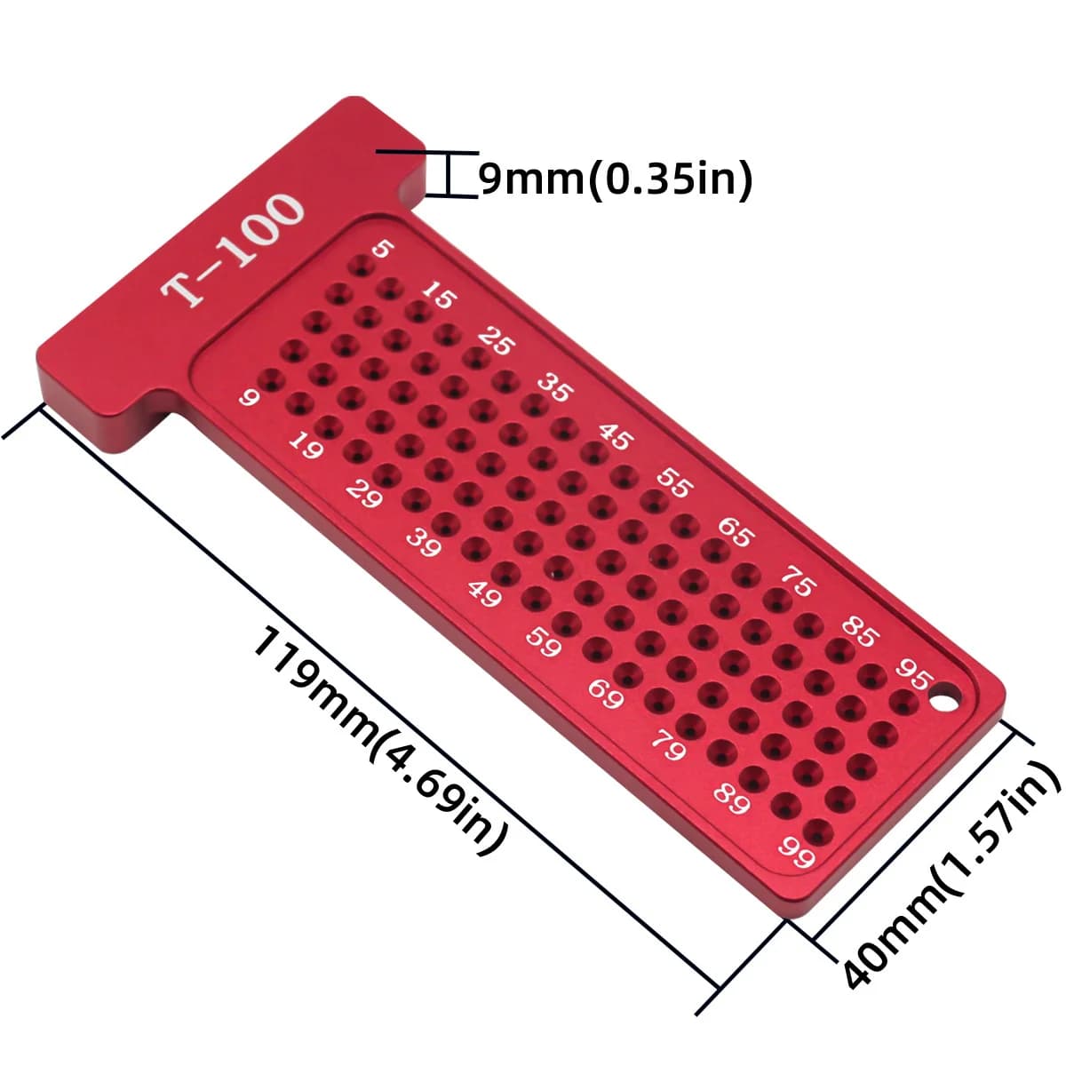 Esquadro T de Precisão 100mm Régua de Marcação Métrica