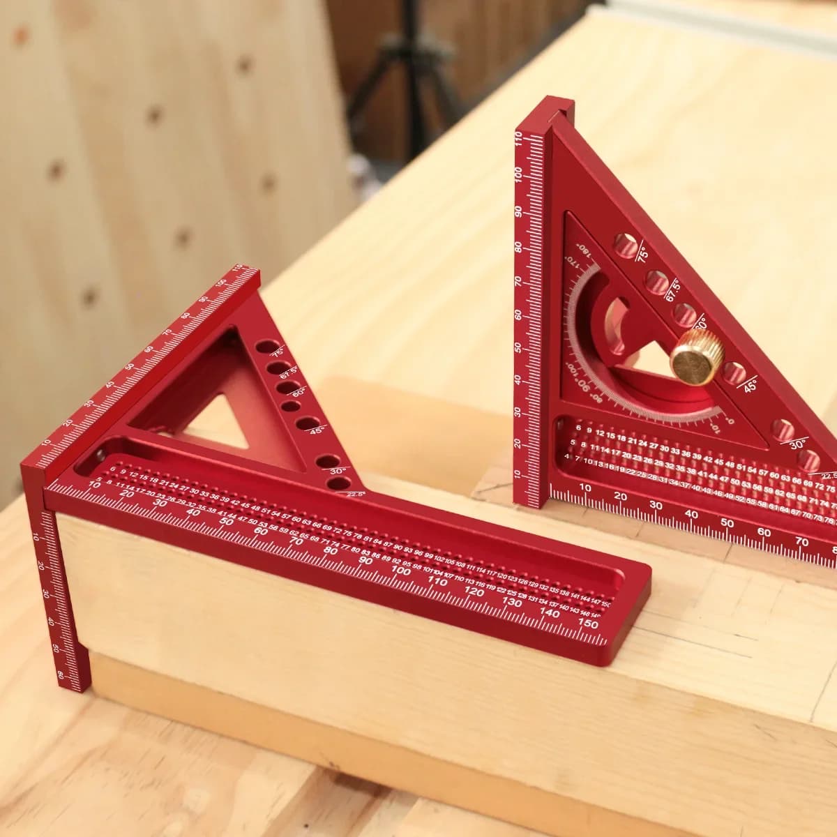Kit 2 em 1: Esquadro de Carpintaria e Régua Triangular