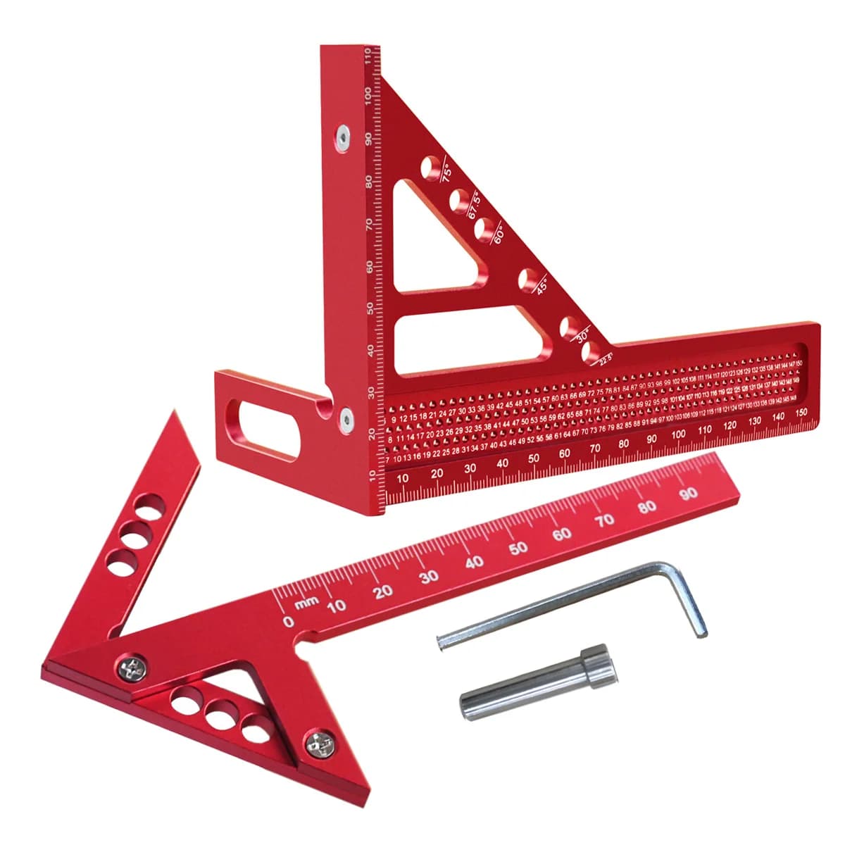 Kit com 2 Peças Régua Triangular e Marcador Central Métrico para Marcenaria