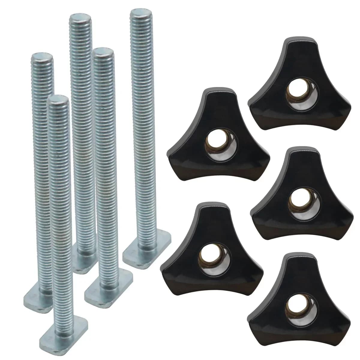 Trilho T de Duplo Corte 500mm com Kit de Manípulo Parafuso T