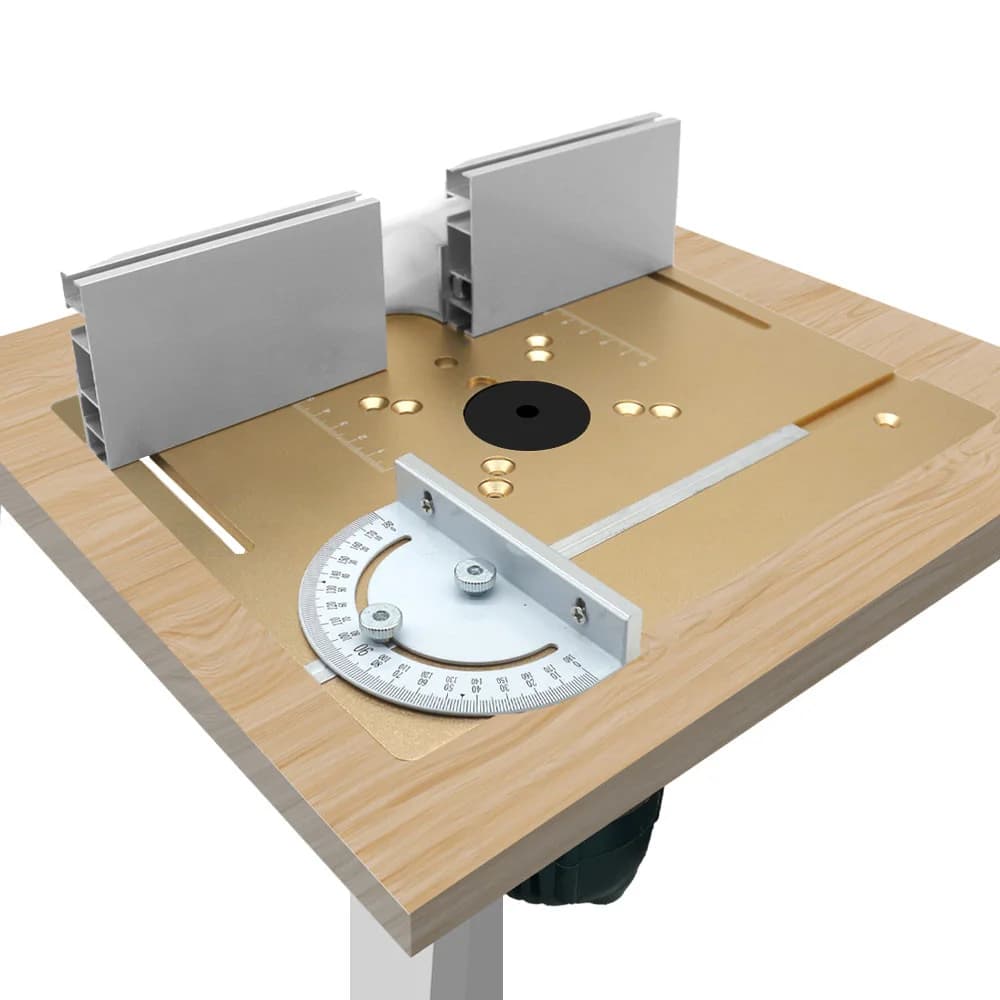 Placa de Inserto em Alumínio para Mesa de Router com Guia de Esquadro