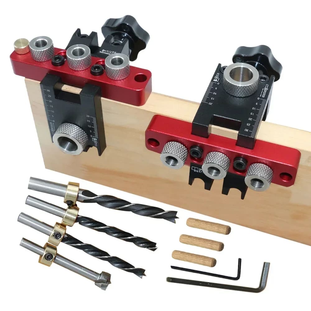Kit de Gabarito Ajustável 3-em-1 para Furos de Bolso e Cavilhas
