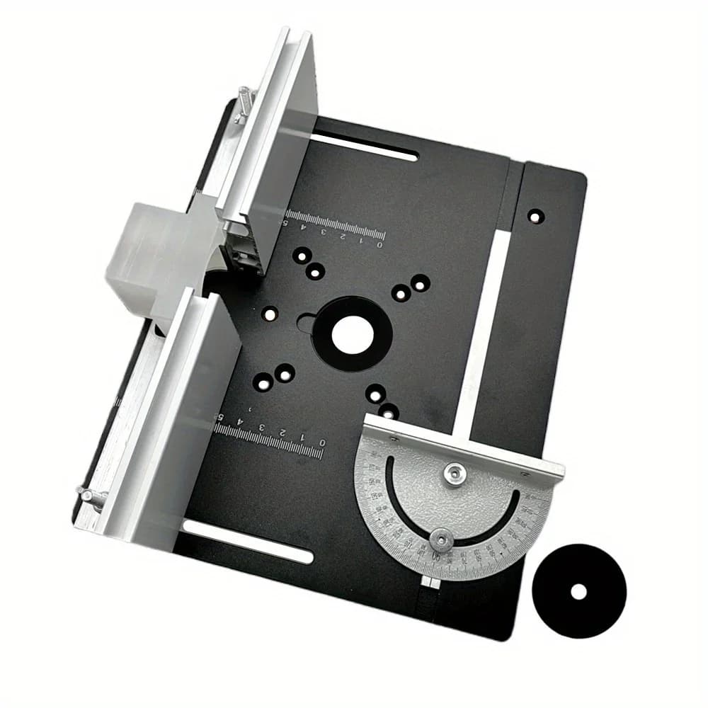 Placa de Inserção para Mesa Router em Alumínio com Fenda para Esquadro