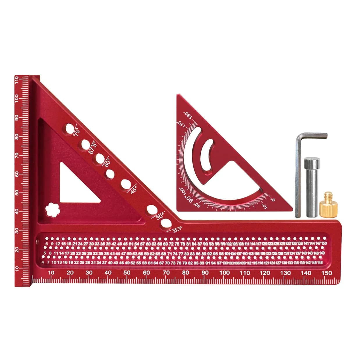 Kit 2 em 1: Esquadro de Carpintaria e Régua Triangular