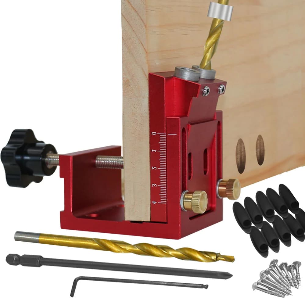 Kit Gabarito de Furo Obliquado com Guia de Broca, Bits e Parafusos