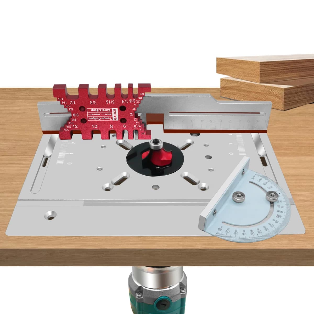 Placa de Inserto para Mesa de Router em Alumínio com Guia de Tenonagem