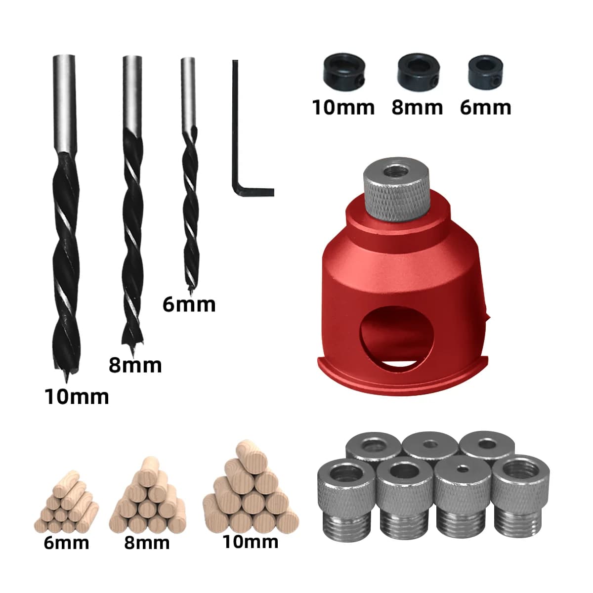 Kit Gabarito de Fixação para Doweling, 6/8/10mm com Brocas