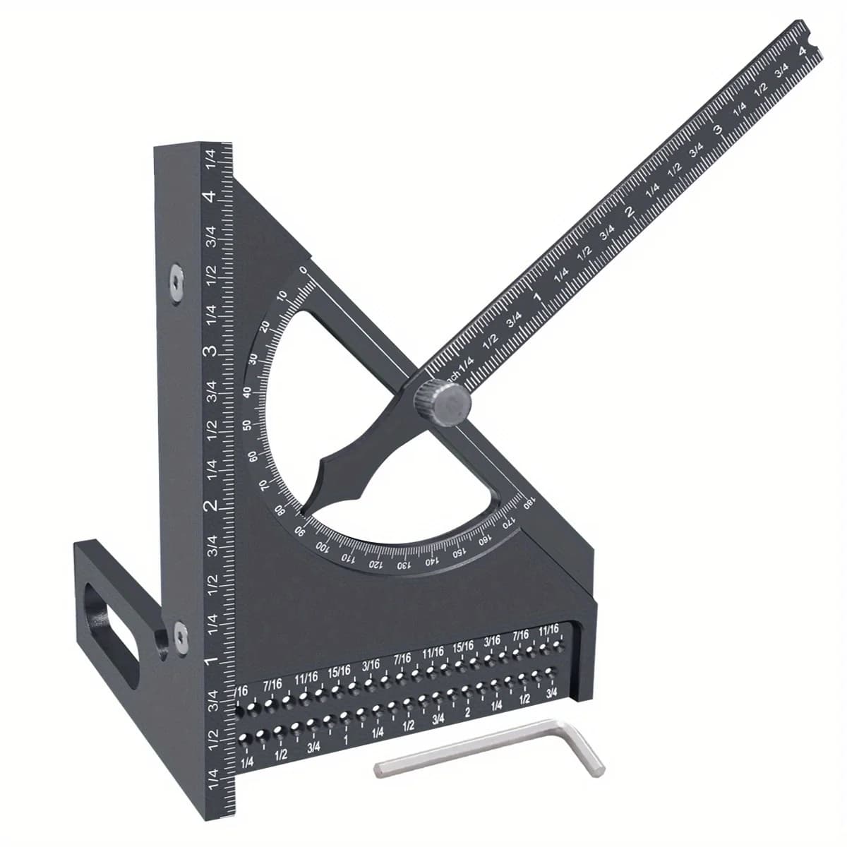Esquadro de Carpintaria com Transferidor Ajustável em Alumínio 3D